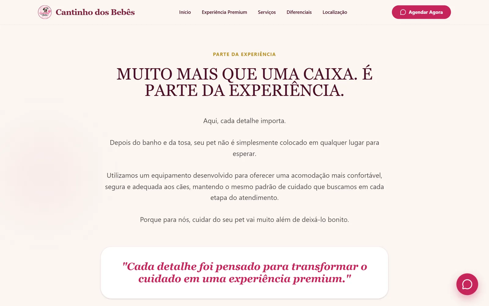 Tela do site Cantinho dos Bebês