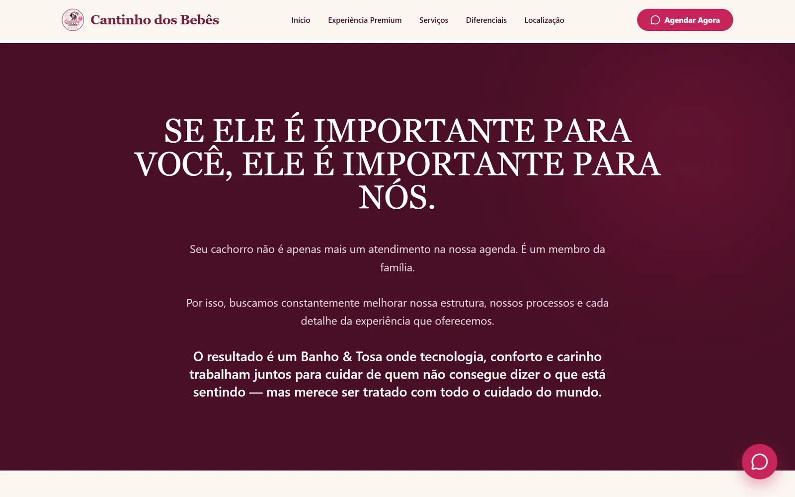 Tela do site Cantinho dos Bebês