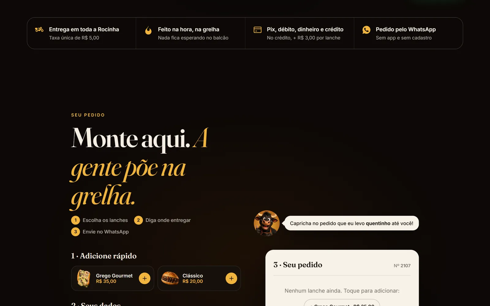 Tela do site Churrasco Grego da Rocinha