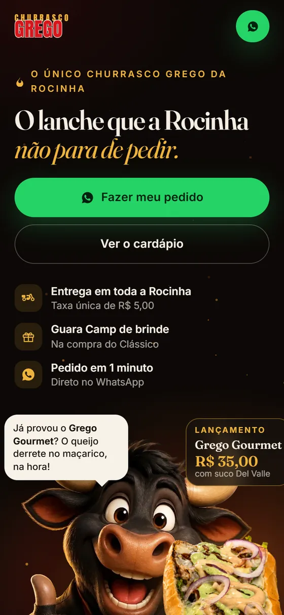 Site Churrasco Grego da Rocinha no celular