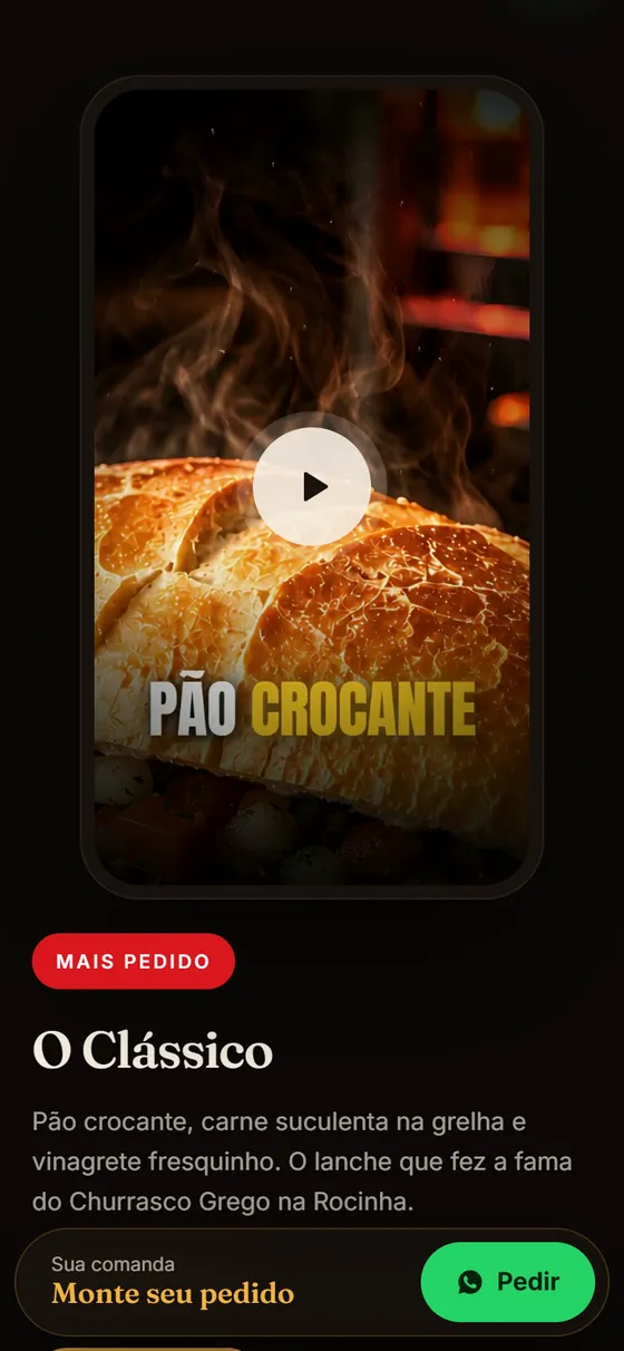 Tela do site no celular