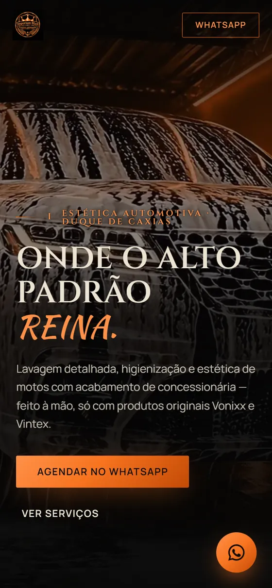 Site Imperium Black Estética Automotiva no celular