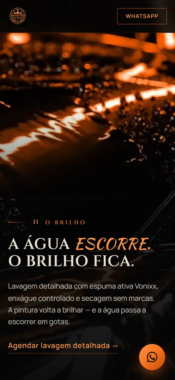 Tela do site no celular