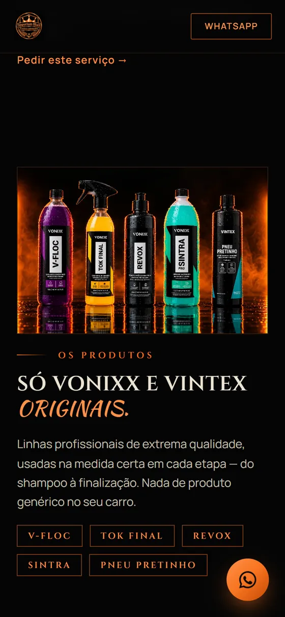Tela do site no celular