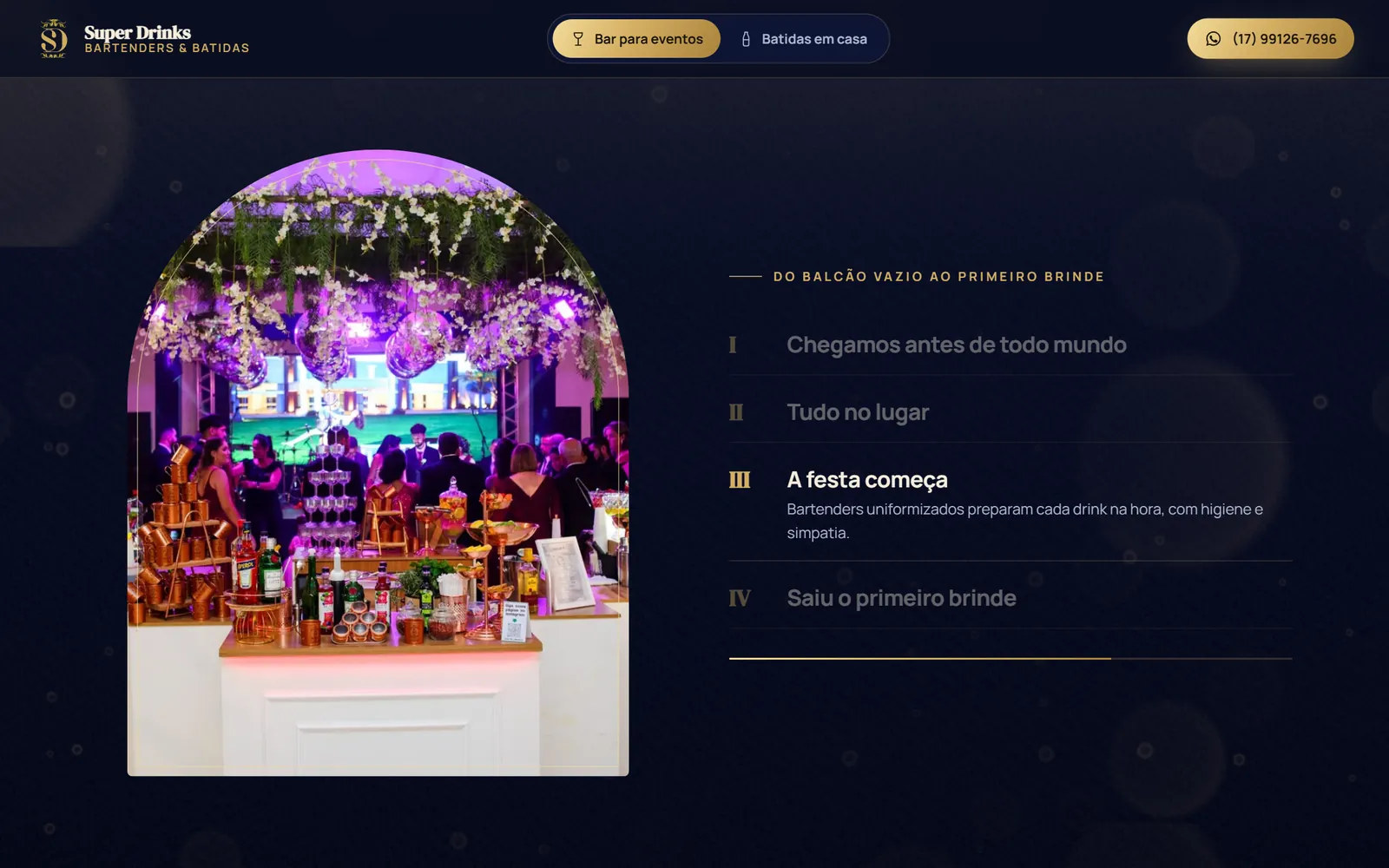 Tela do site Super Drinks